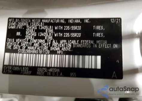 2022 Toyota Highlander Limited из США, поврежденный, VIN 5TDDZRBH8NS181139